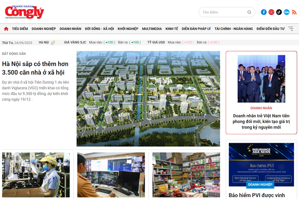 Giải Pháp Mới tiếp tục khẳng định năng lực với chuyên trang Doanhnhân – Báo Công Lý ứng dụng NS CMS