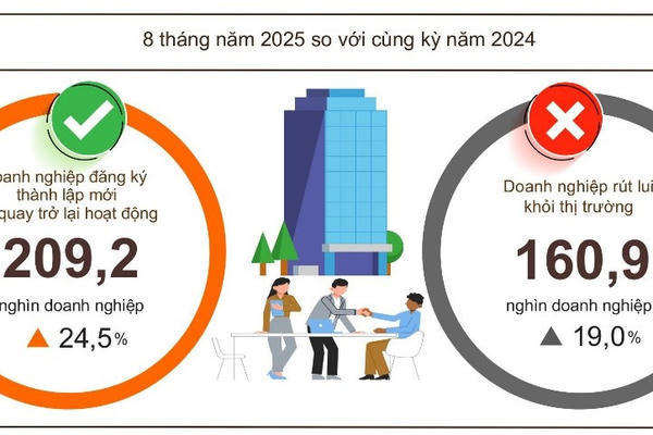 8 tháng, hơn 200 nghìn doanh nghiệp thành lập mới và trở lại hoạt động