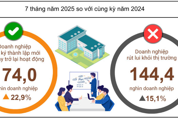 Bình quân 1 tháng có 24,9 nghìn doanh nghiệp thành lập mới, trở lại hoạt động