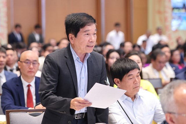 &Ocirc;ng Nguyễn Quốc Hiệp &ndash; Chủ tịch Hiệp hội Nh&agrave; thầu x&acirc;y dựng Việt Nam, đề xuất cần c&oacute; cơ quan điều phối c&ocirc;ng t&aacute;c thanh tra, kiểm tra để bảo đảm mỗi năm chỉ thanh tra mỗi doanh nghiệp một lần - Ảnh: VGP/Nhật Bắc &nbsp;