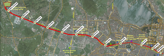 Bản đồ toàn tuyến Metro 3. Nguồn ảnh: Metro Hanoi