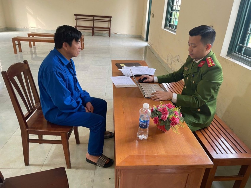 Bị can Đại Văn Vân tại cơ quan Công an