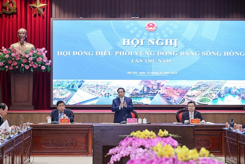 Thủ tướng Phạm Minh Chính chủ trì Hội nghị Hội đồng điều phối vùng Đồng bằng sông Hồng lần thứ năm.