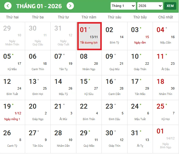 Bộ Nội vụ đề xuất nghỉ 4 ngày trong dịp tết Dương lịch 2026
