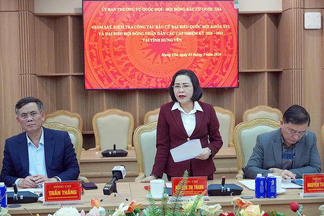 Phó Chủ tịch Quốc hội Nguyễn Thị Thanh giám sát, kiểm tra công tác bầu cử tại Hưng Yên Phó Chủ tịch Quốc hội Nguyễn Thị Thanh giám sát, kiểm tra công tác bầu cử tại Hưng Yên