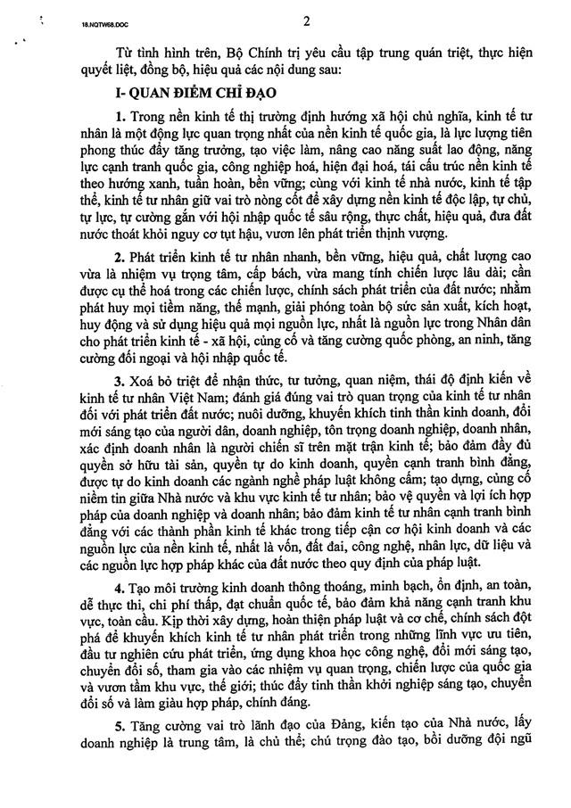 TOÀN VĂN: Nghị quyết số 68-NQ/TW về phát triển kinh tế tư nhân - Ảnh 2