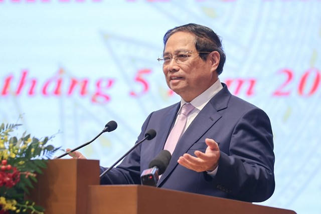 Thủ tướng Phạm Minh Ch&iacute;nh ph&aacute;t biểu kết luận Tọa đ&agrave;m - Ảnh: VGP/Nhật Bắc &nbsp;