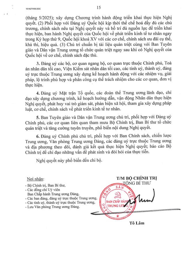 TOÀN VĂN: Nghị quyết số 68-NQ/TW về phát triển kinh tế tư nhân - Ảnh 15