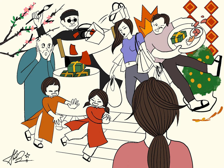 Hình ảnh 1 Tet is a return. Illustrated by Nora/The Hanoi Times.