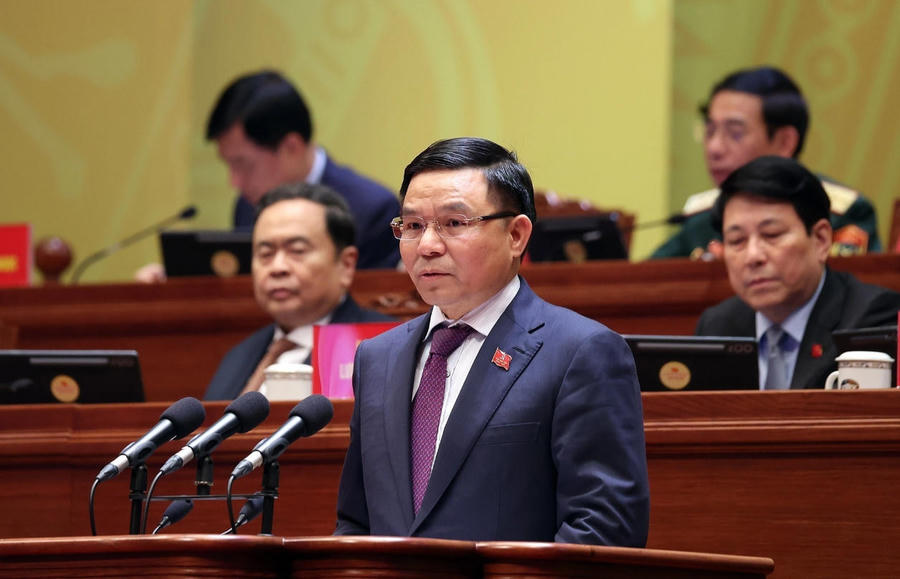 Acting Minister of Industry and Trade Le Manh Hung during the 14th National Party Congress. Photo: MoIT