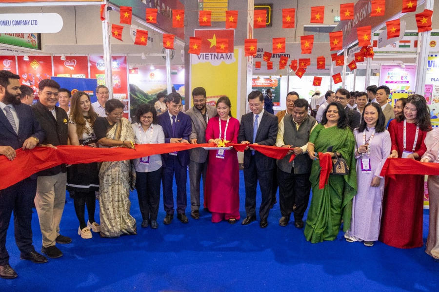 Gian hàng Việt Nam tại Hội chợ thực phẩm World Food India 2025. (Ảnh: Bộ Công thương)