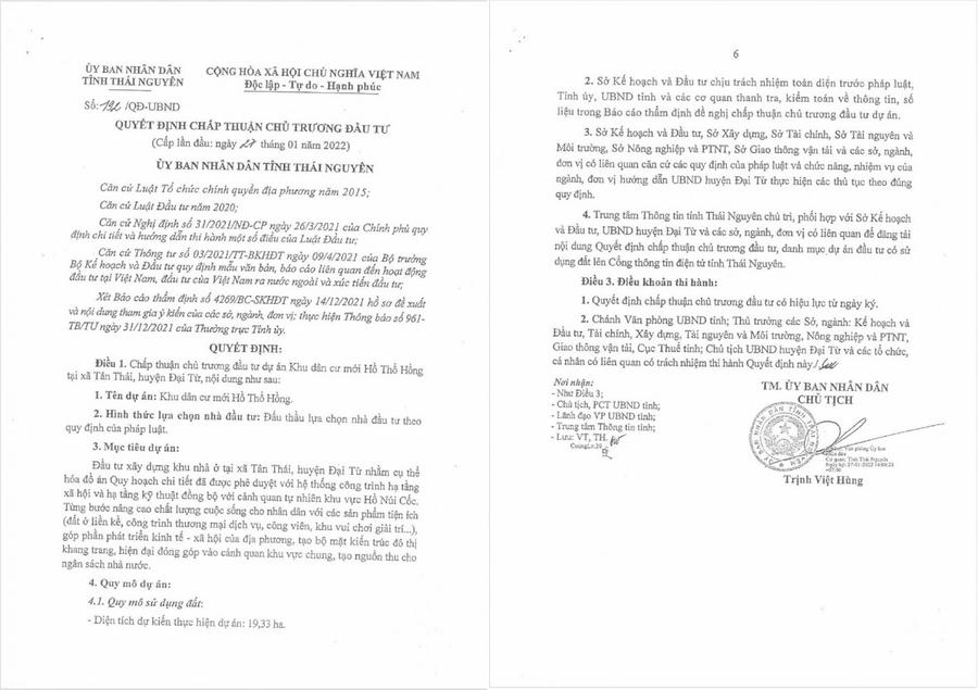 Thái Nguyên: Dự án Khu dân cư Hồ Thổ Hồng đang "chồng lấn" lên mỏ quặng sắt 278 nghìn tấn?