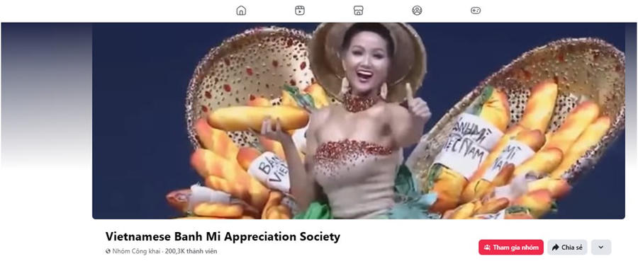 Hình ảnh Hoa hậu H’Hen Niê trình diễn trang phục lấy cảm hứng từ bánh mì tại Miss Universe 2018 được sử dụng làm hình đại diện của nhóm