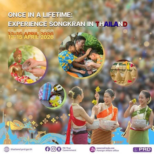 Hình ảnh giới thiệu về Lễ hội Songkran 2026 trên Facebook PR Thai Government