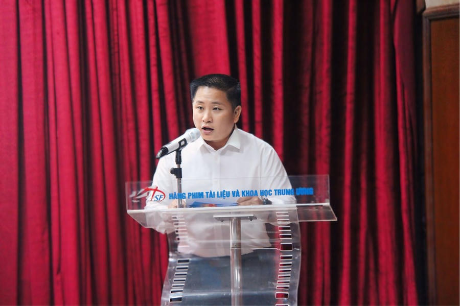 NSƯT Nguyễn Quang Tuấn, Chủ tịch Công ty TNHH MTV Hãng phim Tài liệu và Khoa học Trung ương phát biểu tại chương trình
