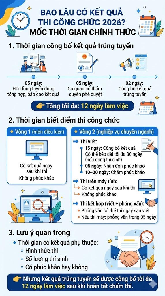 Bao lâu có kết quả thi công chức 2026? Mốc thời gian chính thức