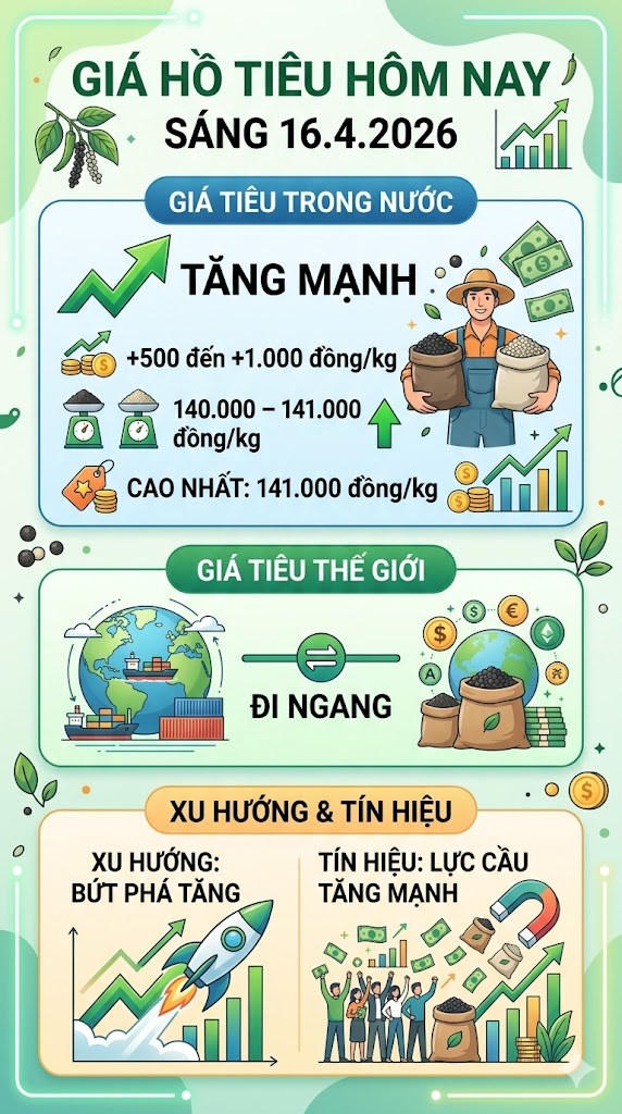 Giá hồ tiêu hôm nay 16.4: Đồng loạt tăng sốc, lập đỉnh mới