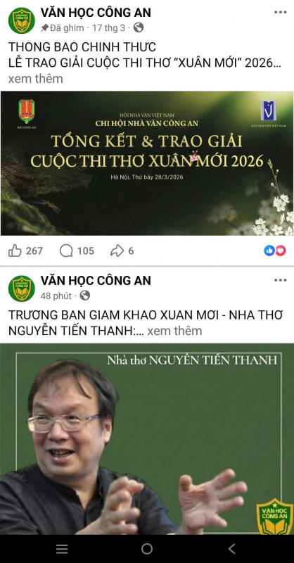 Cuộc thi thơ "Xuân mới" được tổ chức trên fanpage Văn học Công an