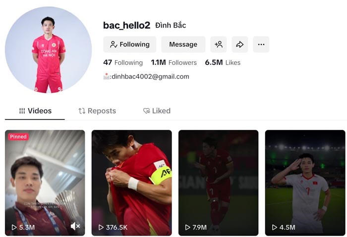TikTok của Đình Bắc cán mốc hơn 1 triệu người theo dõi