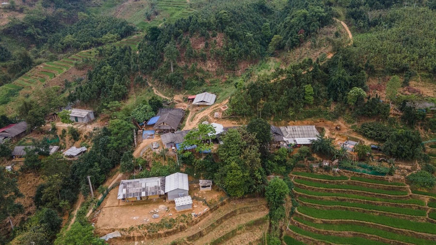 Một góc xã Cát Thịnh từ trên cao. Ảnh: Việt Linh
